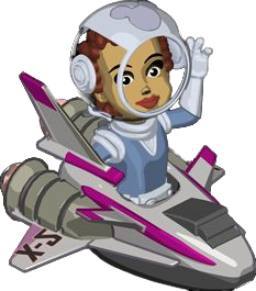 VMK girl in a space ship waving